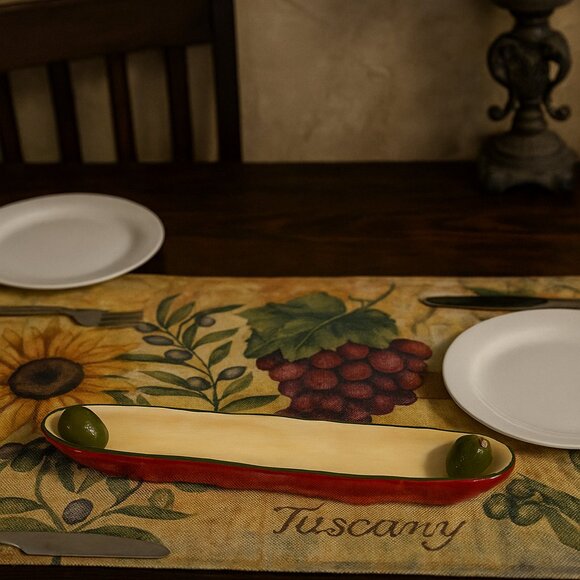 Bella Casa by Ganz Ceramic Olive Boat - Picture 1 of 8